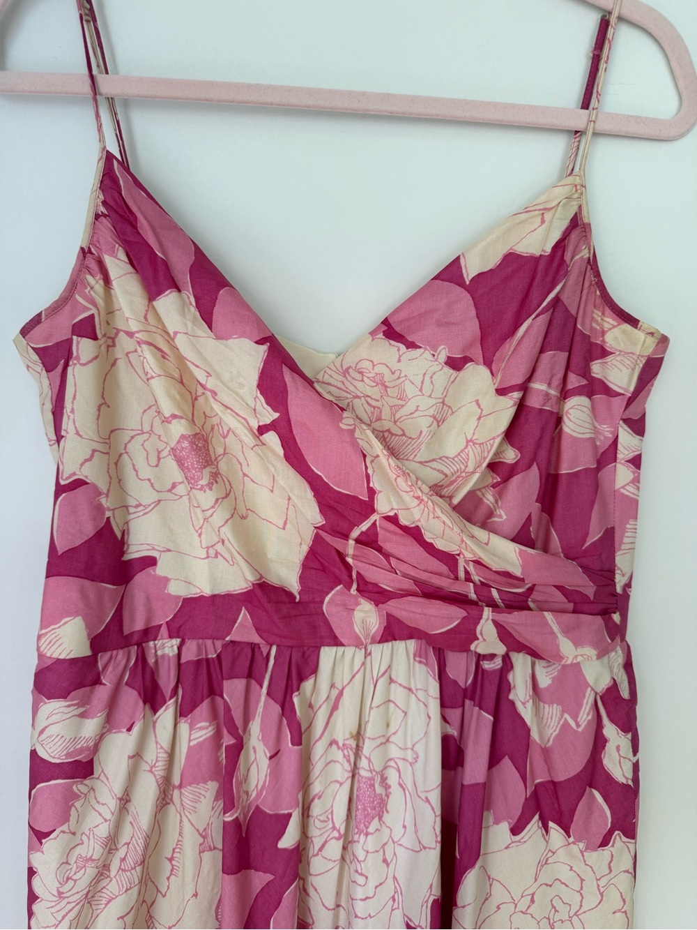 Trina Turk Silk Floral Dress Pink Cream Size 10 Made USA - Picture 3 of 7